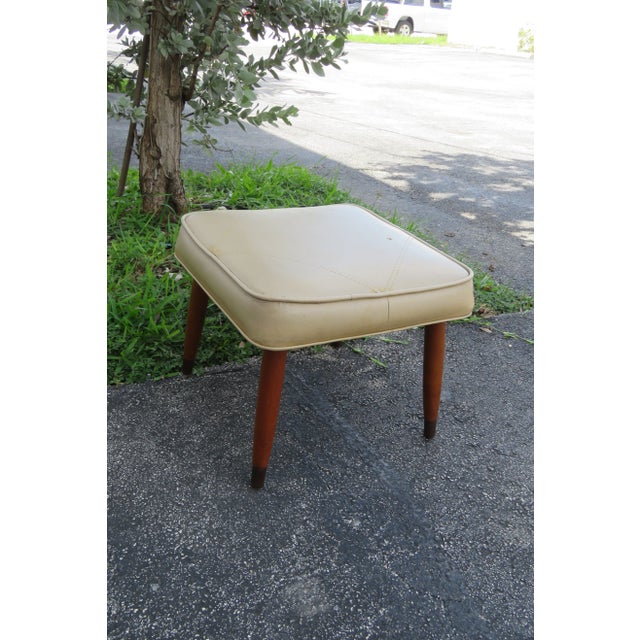 Brown Mid Century Modern Small Ottoman Foot Stool For Sale - Image 8 of 11