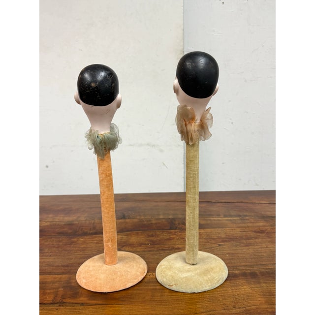 Art Nouveau Antique Mannequin Head Hat Stands, Pair For Sale - Image 3 of 12