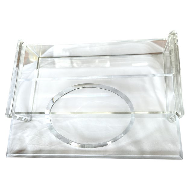1980s Vintage Crystal Clear Lucite Tissue Box Holder For Sale - Image 5 of 8