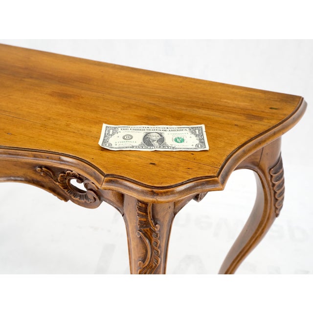 1970s Carved Italian Demilune Console Table on Thin Legs Made in Italy For Sale - Image 5 of 12