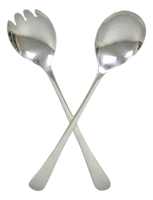 Vintage Sheffield England Modern Silver Plated Salad Serving Set Fork & Spoon