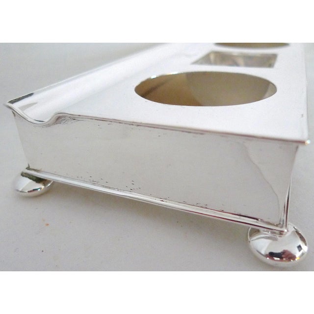 Metal Early 20th Century English Silver-Plated Double Inkwell For Sale - Image 7 of 11