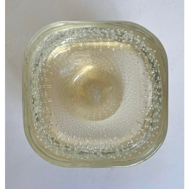 Mid-Century Modern Mid-Century Murano Bullicante Gold Aventurine Art Glass Finger Bowl For Sale - Image 3 of 10