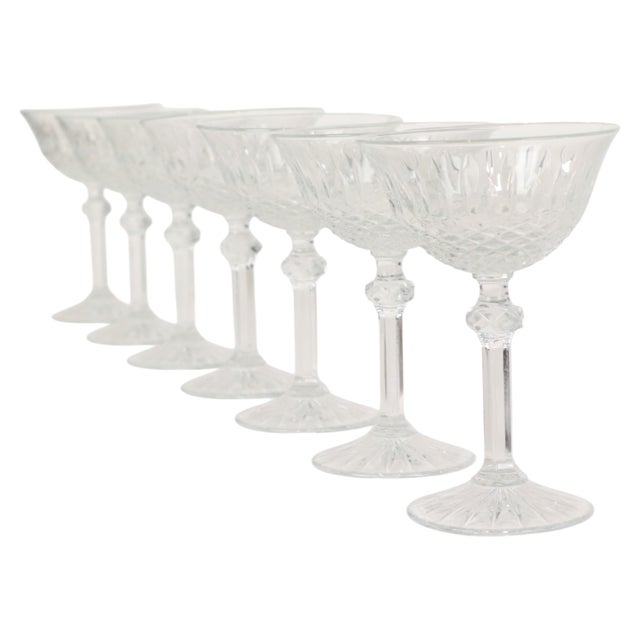 Vintage Regency Fidenza Crystal Champagne Glasses, 1980s, Set of 7 For Sale - Image 4 of 18