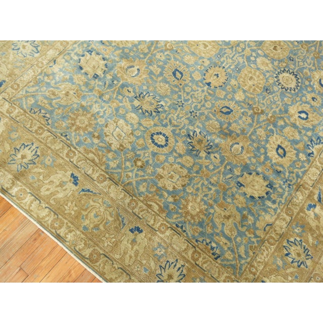 Early 20th Century Antique Zabihi Collection Persian Tabriz Blue Soft Brown Rug - 7'3" x 9'10" For Sale - Image 5 of 11