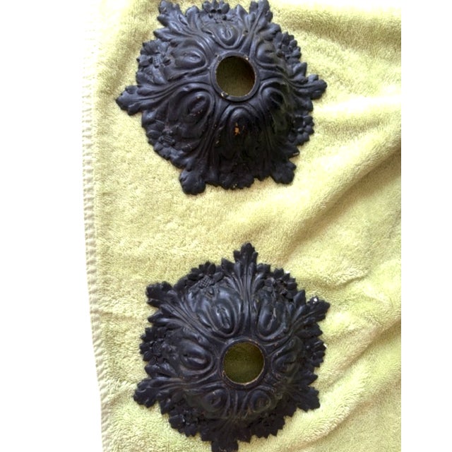 1950s Hollywood Regency Style Italian Black Metal Floral Chandeliers - a Pair For Sale - Image 18 of 18