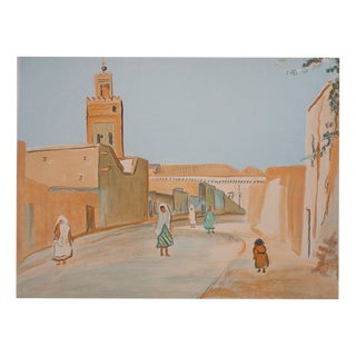 Lucien Mainssieux, Tunis, Street of Truth, Original Signed Lithograph, 1949 For Sale