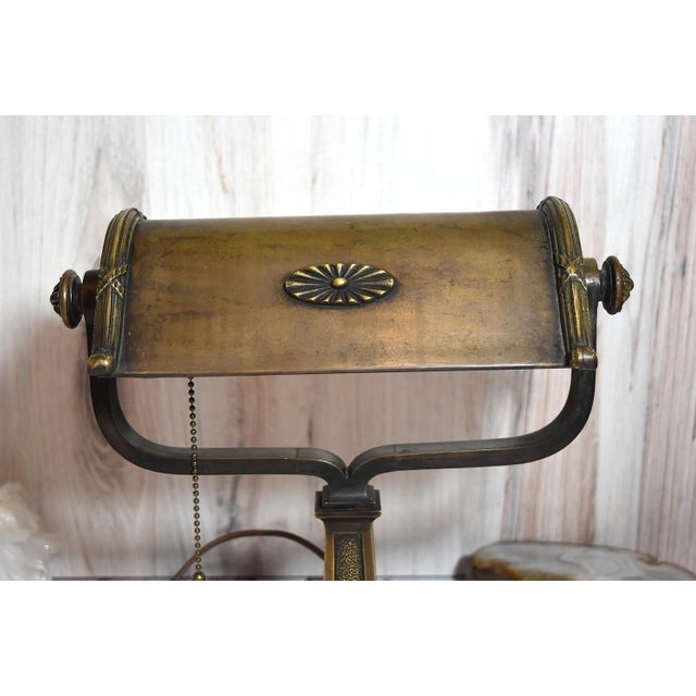Vintage Bronze Desk Library Lamp Art Deco lamp that would be stylish on any desk. Bronze base with bronze finish...