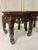 Burnt Umber Vintage Asian Carved Wood Side Tables Stands With Lotus Flower Design and Marble Top-a Pair For Sale - Image 8 of 12