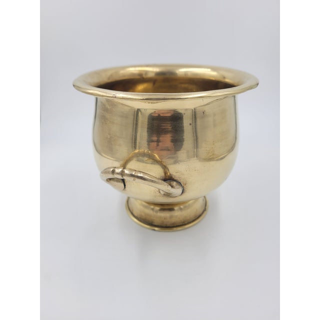 Chinoiserie Vintage Carnat Hand-Polished Brass Footed Cachepot / Planter – Made in India For Sale - Image 3 of 12