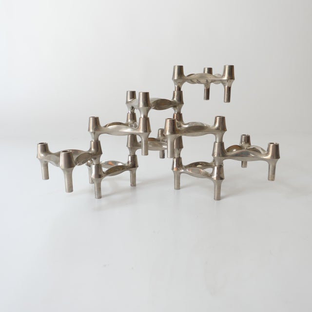 Metal Vintage Modular Metal Candleholders by Stoff Nagel, 1970s, Set of 9 For Sale - Image 7 of 7