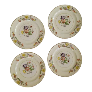 1930s Floral Bread or Side Plates by the Paden City Pottery Company, Set of 4