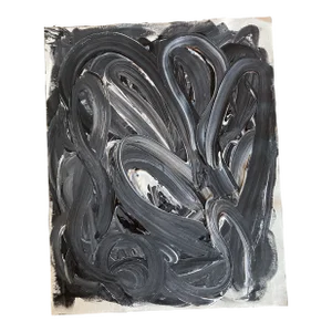 Abstract Black & White Wave Painting by Erik Sulander on Canvas 16x20 Signed