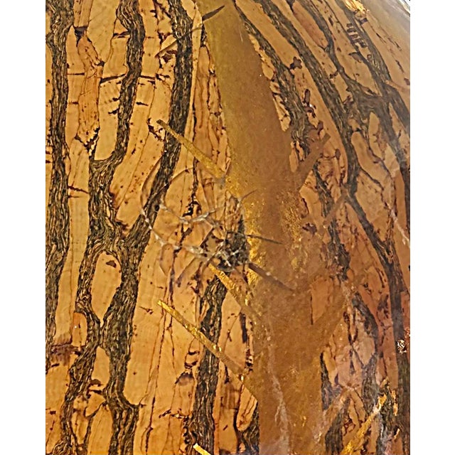 Metal 1960s Gabriella Crespi Brass Lamps, Resin "Tobacco Leaf" Shades - a Pair For Sale - Image 7 of 15