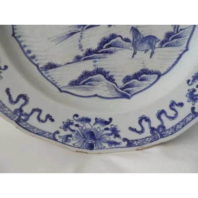 19th Century 19th Century Chinese Kangxi Style Blue & White Porcelain Charger Platter For Sale - Image 5 of 9