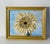 1970s Abstract Sunflower Painting Artist Signed in Dark Rustic Frame For Sale - Image 4 of 5