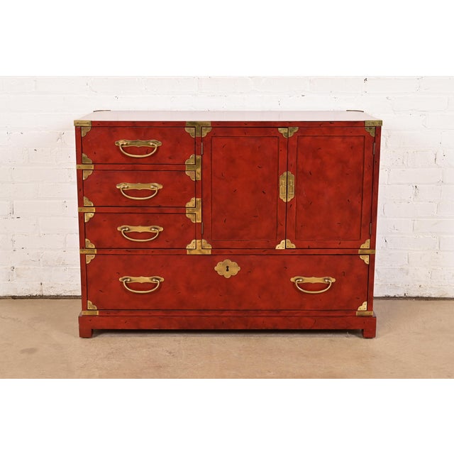 A gorgeous mid-century modern Hollywood Regency Chinoiserie commode or chest of drawers By Century Furniture USA, Circa...