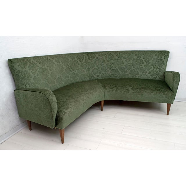Green Mid-Century Italian Velvet and Damask Sofa, 1950s For Sale - Image 8 of 10