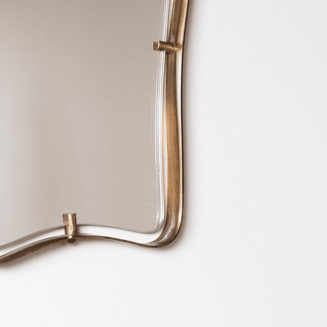 Gold Shaped Mirror with Brass Frame from Fontana Arte For Sale - Image 8 of 13