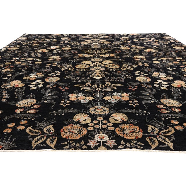 Baroque Vintage Black Pakistani Tabriz Rug, 10'03 X 13'06 For Sale - Image 3 of 10