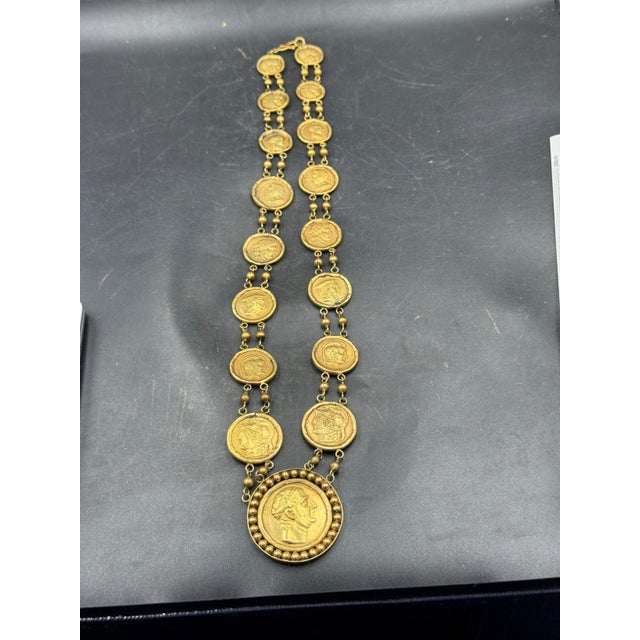Bochic "Roman" Antic Roman Pure Gold Coin Necklace Set 18K Gold For Sale - Image 17 of 18