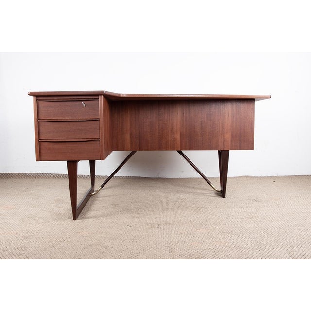 Danish Boomerang Desk in Teak and Brass by Peter Lovig Nielsen for Dansk Design, 1968 For Sale - Image 10 of 18