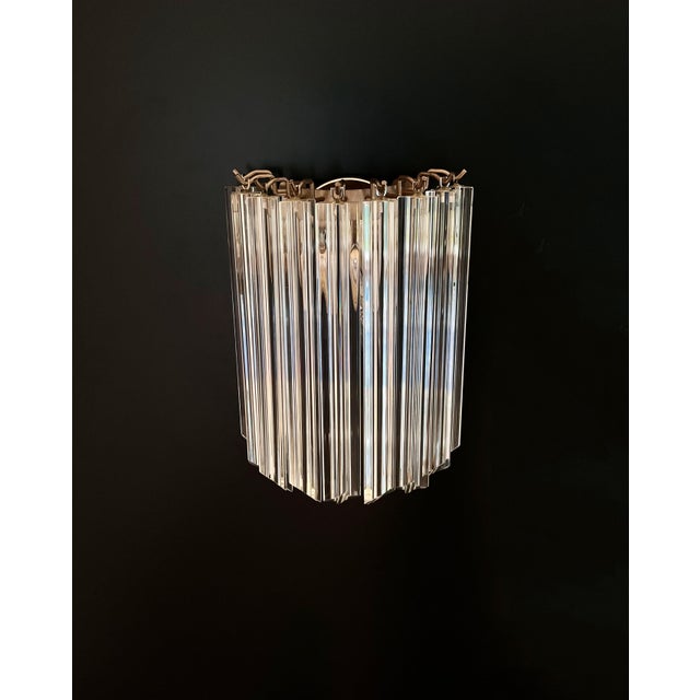 Vintage Clear Murano Glass Quadriedri Wall Sconces, 1990, Set of 2 For Sale - Image 4 of 14