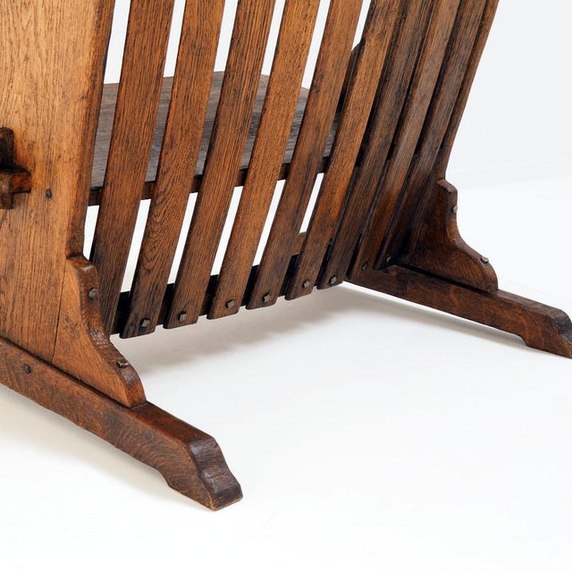 Antique Dutch Arts and Crafts Oak Hall Bench, 1890s For Sale - Image 6 of 14