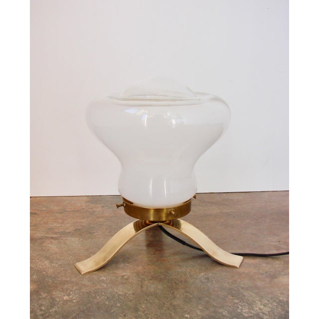 Metal Mid-Century Table Lamp in Brass and Glass, 1970s For Sale - Image 7 of 10