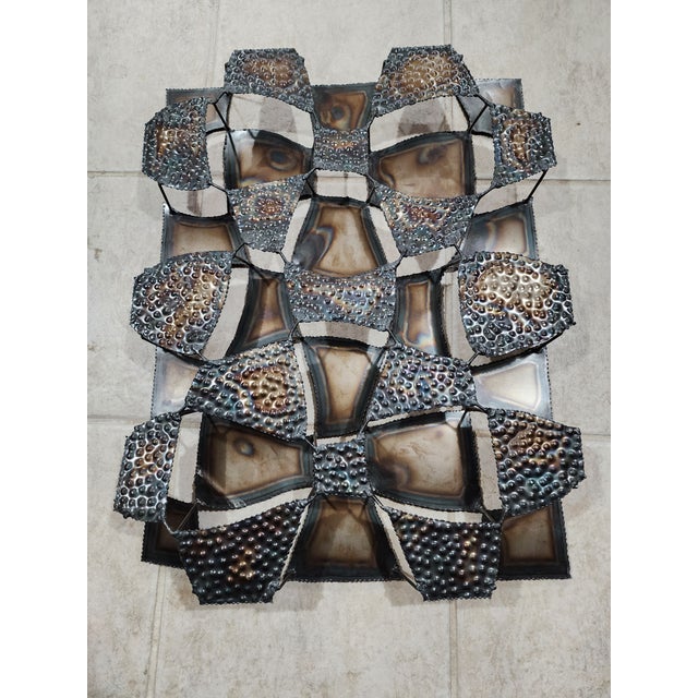 Mid-Century Modern Vintage Brutalist Metal Wall Sculpture | Torch Cut Welded Steel Wall Art | Mid Century Modern Brutalist Decor For Sale - Image 3 of 9