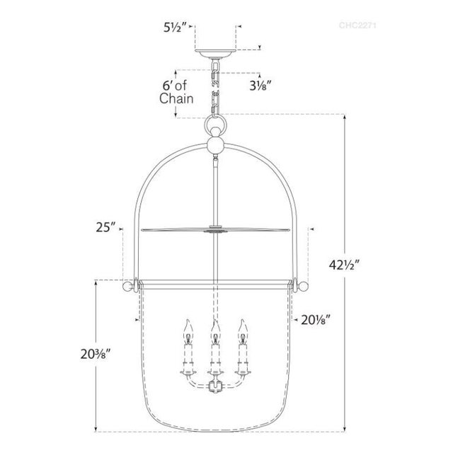 Transitional Chapman & Myers for Visual Comfort Signature Lorford Large Smoke Bell Lantern in Gilded Iron with Antiqued Mercury Glass For Sale - Image 3 of 3