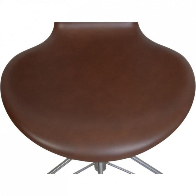 Model 3117 Office Chair in Mokka Leather by Arne Jacobsen, 1980s For Sale - Image 4 of 14