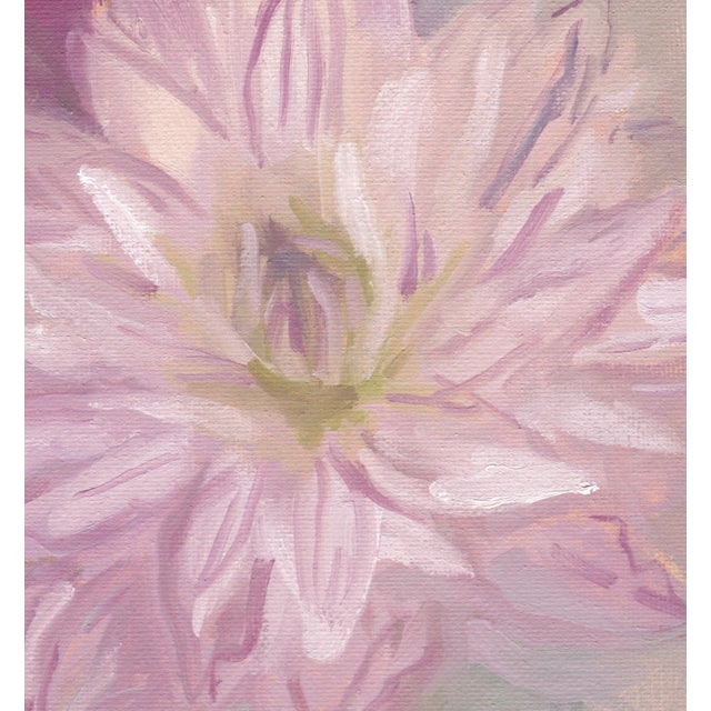 French Country Original Oil Painted "Striped Dahlia" by Michelle Farro For Sale - Image 3 of 6