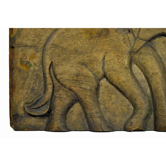 Thai Chiang Mai Bas Relief Wooden Carving For Sale - Image 4 of 6
