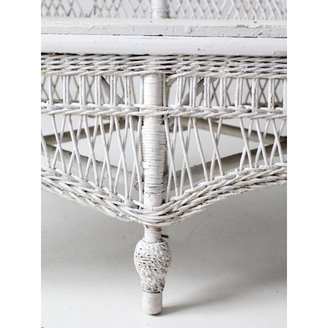 Antique Early 20th Century White Wicker Loveseat For Sale - Image 6 of 15