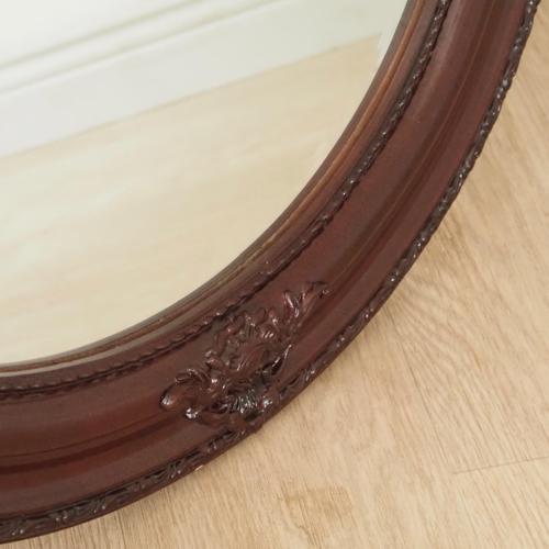 Historicist Oval Mirror with Wooden Frame For Sale - Image 3 of 8