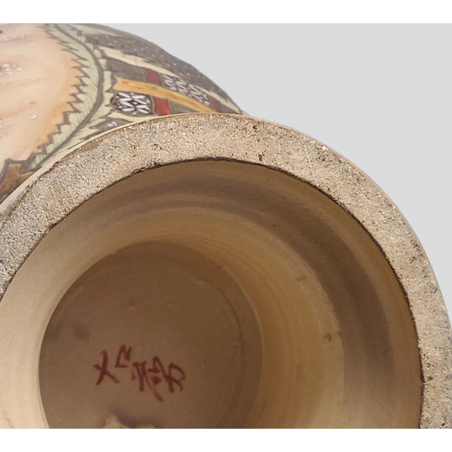 Antique Satsuma Figural Floral Palatial Size Floor Vase, Signed For Sale - Image 10 of 11