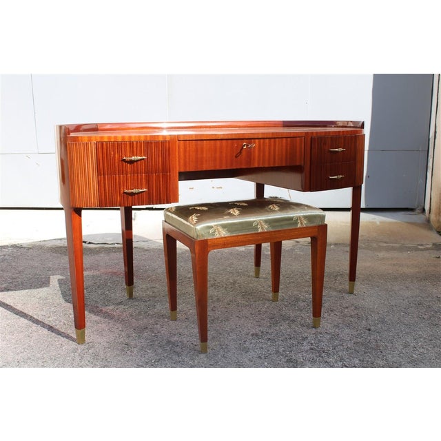 Curved Dressing Table with Stool by Paolo Buffa for Ducrot, 1950s, Set of 2 For Sale - Image 12 of 18
