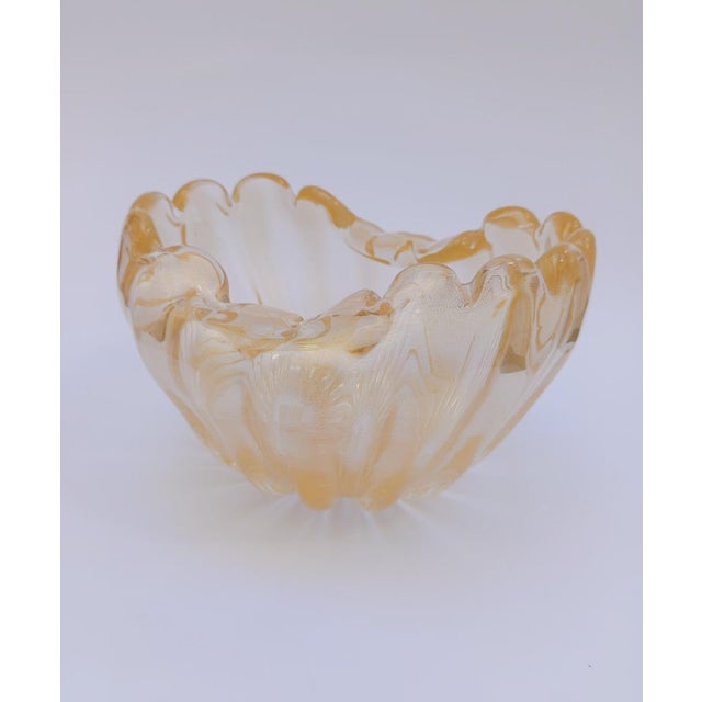 Murano Glass Centerpiece Cup with Gold Leaf Design, 1990s For Sale - Image 4 of 13