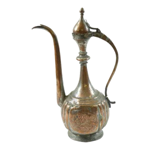 Antique Copper Middle Eastern/Persian Water Ewer – Hand-Carved – 16" Tall