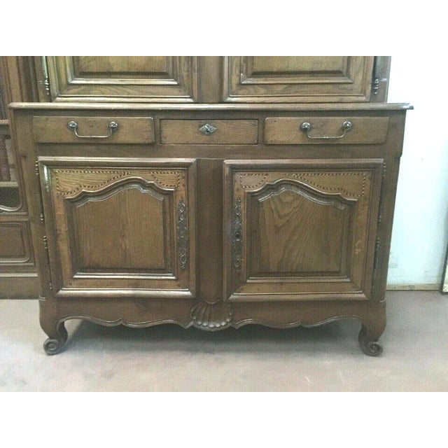 Beautiful louis xv style solid wood double-section sideboard lower section opens with two doors and three drawers along...