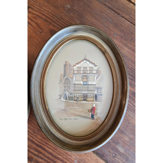 Mid 20th Century Clyde Cole Lithograph Print Oval English Art Pair For Sale - Image 5 of 8