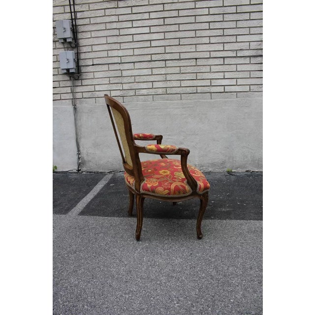 Lovely French Louis Style single side, accent armchair with a padded back and seat, newly upholstered in a colorful...