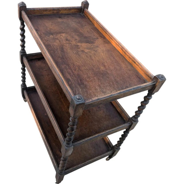 19th Century English Dessert Buffet With 4 Post Barley Twist Legs on