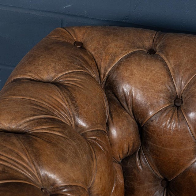 Brown 21st Century English Brown Leather Chesterfield Armchair by Halo For Sale - Image 8 of 18