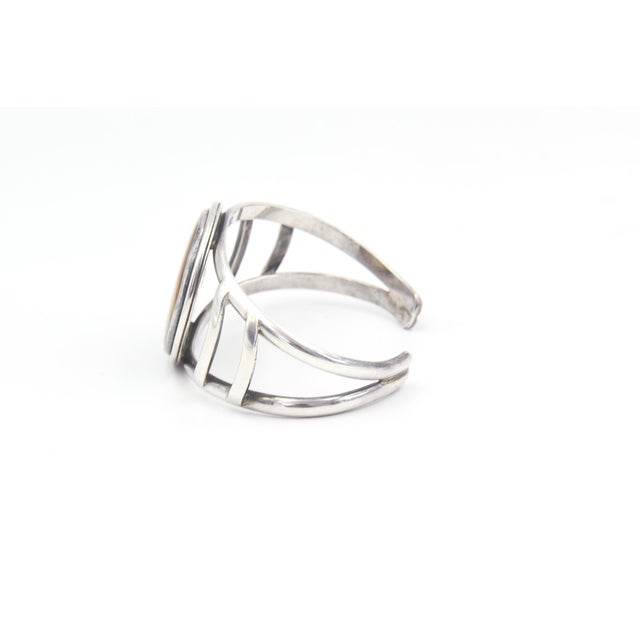 Late 20th Century Southwestern Jasper Sterling Silver Cuff Bracelet For Sale In Miami - Image 6 of 10