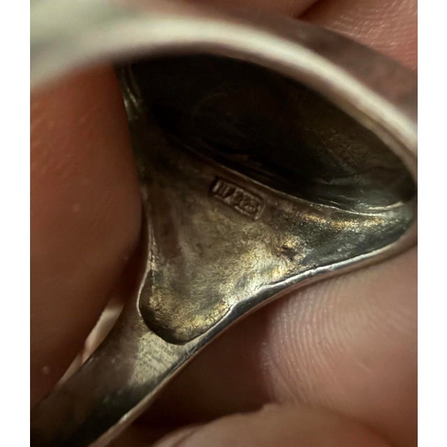 Vintage Sterling Silver Size 10 Ring With Genuine Tigereye Stone Signed For Sale In Atlanta - Image 6 of 7