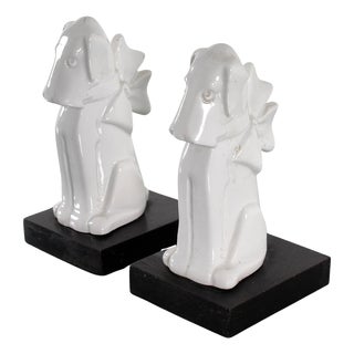 Mid-Century White Porcelain Dogs, Italy, 1970s, Set of 2 For Sale