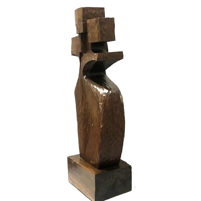 American Mid-Century Modernist Abstract Hand-Carved Wood Sculpture, Ca. 1950s For Sale - Image 4 of 10