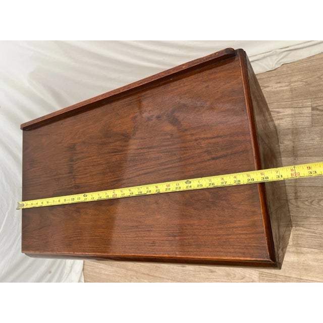 Vintage Art Deco Style Dresser Chest Two Drawers Brass Pulls Waterfall Top For Sale - Image 12 of 13